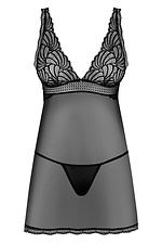 Black erotic sheer mesh babydoll nightgown Obsessive 4026971 photo №3