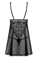 Черная эротичная ночная рубашка бебидолл из прозрачной сетки Obsessive 4026971 фото №4