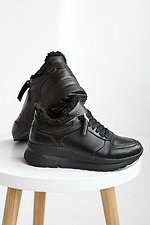 Black winter sneakers made of genuine leather  8018971 photo №3