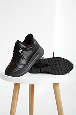 Black winter sneakers made of genuine leather  8018971 photo №4