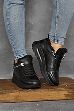 Black winter sneakers made of genuine leather  8018971 photo №6