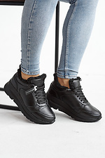 Black winter sneakers made of genuine leather  8018971 photo №8