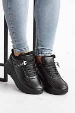 Black winter sneakers made of genuine leather  8018971 photo №9