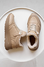 Бежевые зимние кроссовки из натуральной кожи 8018972 фото №10