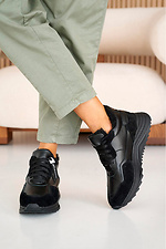 Women's leather winter sneakers, black, with fur.  8019972 photo №7