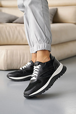 Skórzane sneakersy damskie w kolorze wiosna-jesień w kolorze czarnym  8019976 zdjęcie №2