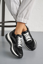 Skórzane sneakersy damskie w kolorze wiosna-jesień w kolorze czarnym  8019976 zdjęcie №8
