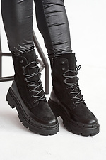 Зимние массивные ботинки в армейском стиле из кожи и замши  8018977 фото №6