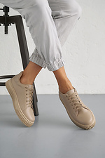 Women's leather sneakers spring-autumn beige 8019978 photo №9