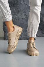 Women's leather sneakers spring-autumn beige 8019978 photo №11