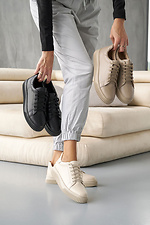 Women's leather sneakers spring-autumn beige 8019978 photo №13