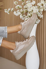 Women's leather sneakers spring-autumn beige  8019980 photo №10