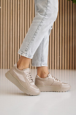 Women's leather sneakers spring-autumn beige  8019980 photo №12