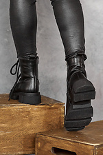 Зимние массивные кожаные ботинки на платформе черные  8018981 фото №5
