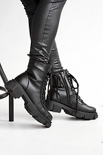 Winter chunky leather platform boots black  8018981 photo №7