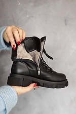 Winter chunky leather platform boots black  8018981 photo №10