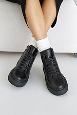 Women's leather winter black sneakers with fur.  8019985 photo №10