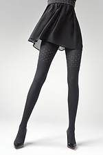 Thin black tights 60 den with stocking effect and rhinestones Marilyn 2021986 photo №1