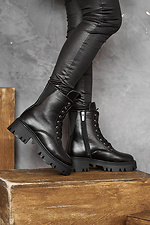Masywne skórzane buty zimowe w militarnym stylu na platformie  8018988 zdjęcie №3