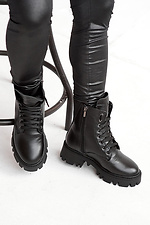 Massive leather winter boots in military style on the platform  8018988 photo №6