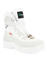 Белые зимние сапоги снегоходы на шнурках Forester 4202990 фото №1