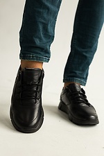 Мужские демисезонные кроссовки из черной натуральной кожи 8018993 фото №2