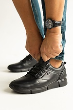 Мужские демисезонные кроссовки из черной натуральной кожи 8018993 фото №3