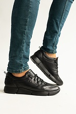 Мужские демисезонные кроссовки из черной натуральной кожи 8018993 фото №4