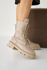 Women's leather winter boots beige  8019993 photo №5