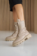 Women's leather winter boots beige  8019993 photo №10