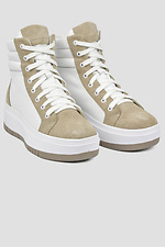 Demi-season white sports shoes made of genuine leather  4205995 photo №3