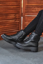 Зимние кожаные ботинки черного цвета на платформе 8018995 фото №3
