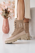 Women's leather winter boots beige  8019995 photo №6