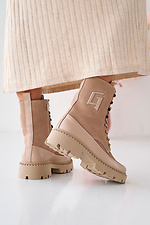 Women's leather winter boots beige  8019995 photo №7