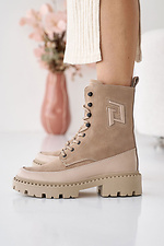 Women's leather winter boots beige  8019995 photo №10