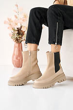 Damen-Winterstiefel aus beigem Wildleder  8019996 Foto №1