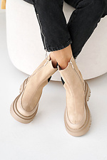 Damen-Winterstiefel aus beigem Wildleder  8019996 Foto №2