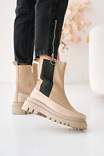 Damen-Winterstiefel aus beigem Wildleder  8019996 Foto №5