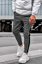 Gray Checked Skinny Chinos with Black Stripes GRUF 8042996 photo №2