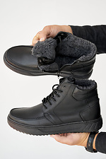 Męskie skórzane buty zimowe w kolorze czarnym  8019997 zdjęcie №6