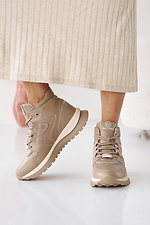 Women's leather winter beige sneakers  8019998 photo №6