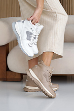 Жіночі шкіряні кросівки зимові бежеві  8019998 фото №12