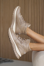 Damskie skórzane sneakersy zimowe w kolorze beżowym  8019998 zdjęcie №13