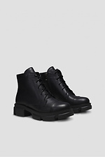 Czarne, skórzane buty zimowe  4205999 zdjęcie №3