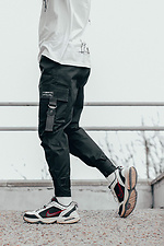 Черные зауженные штаны карго с липучками и большими карманами GRUF 8042999 фото №2