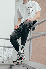 Черные зауженные штаны карго с липучками и большими карманами GRUF 8042999 фото №3