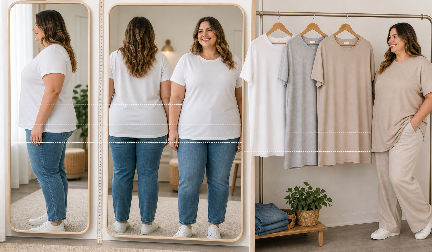 Порівняння довжини футболки Plus Size для різних типів фігури