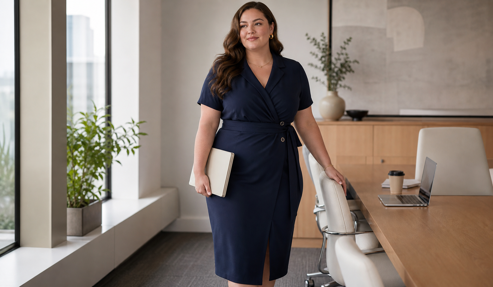 Plus Size Bürokleid für ein sommerliches Geschäftstreffen