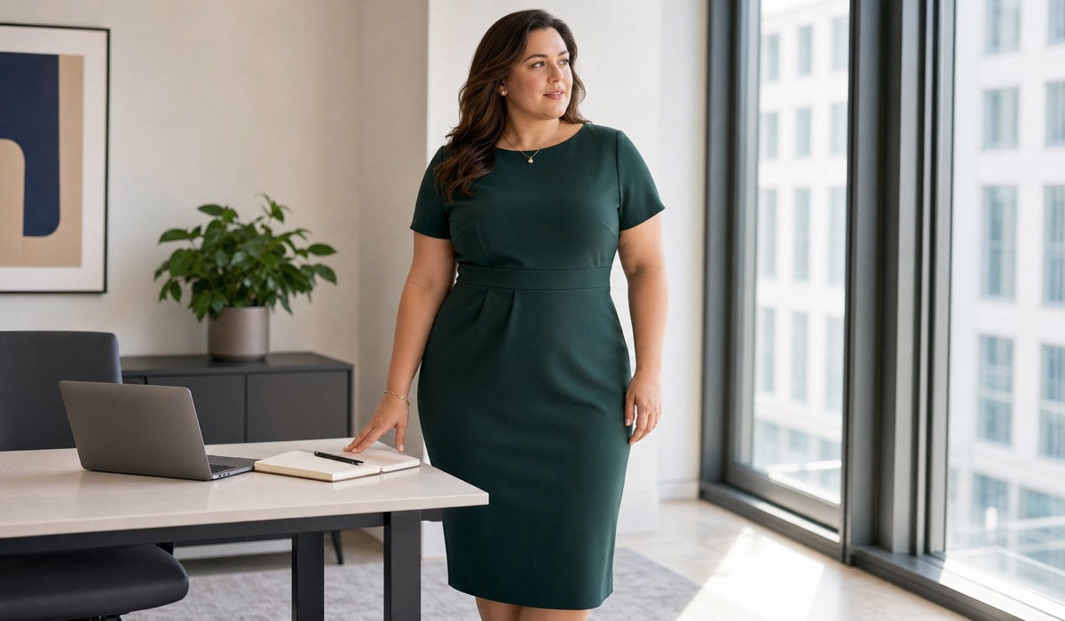 Офісна сукня Plus Size міді для ділових зустрічей