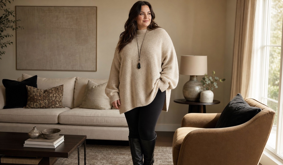 Übergroßer Pullover im Plus-Size-Look mit schmalem Saum